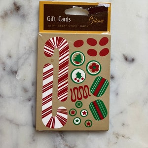 Vintage verzegelde kerstcadeaubonnen met zelfklevende achterkant - Candy Cane Cadeaubonnen