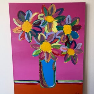 Vintage Large Floral Original Oil Painting