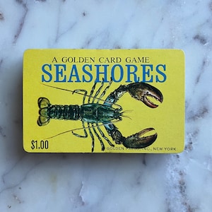 Extrem seltenes Set von Sea Beach Golden Card - Beach House Decor - Vintage Kartenspiel