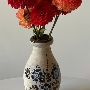 Scandinavian Style Ceramic Hand Painted Flower Vase -Signed by Artist - Handmade Ceramic Vase