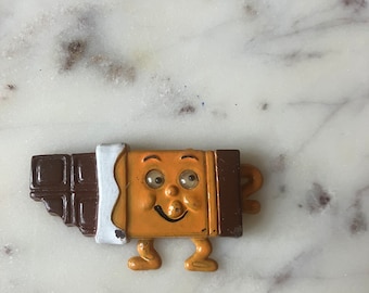 Anthropomorphic Chocolate Bar Vintage Fridge Magnet