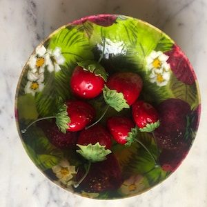 Mid-Century Fiberglass Strawberry Berry Bowl - Strawberry Kitchen Decor -Vintage Strawberry Bowl