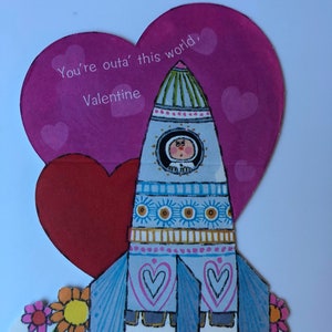 Astronaut Space Vintage Valentinstag Karte - Astronomie Vintage Valentine - 60er Valentine
