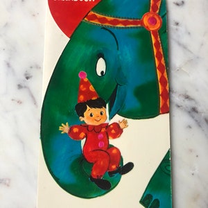 Vintage Hallmark Valentine-kaart uit de jaren 40 met Circusolifant voor kleinzoon