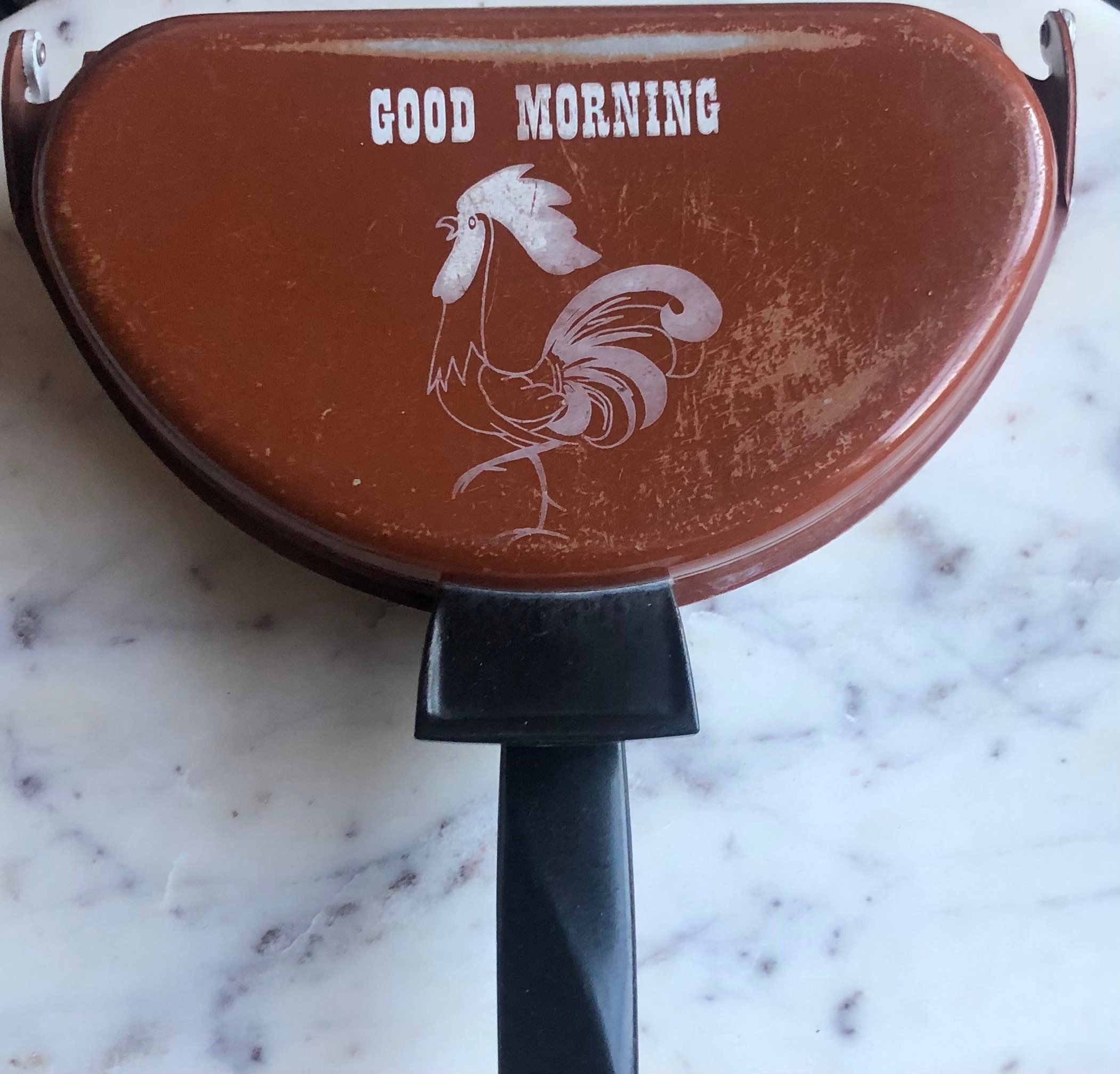 Vintage Cream Nordic Ware Rooster Good Morning Omelet Maker Two Sided Pan