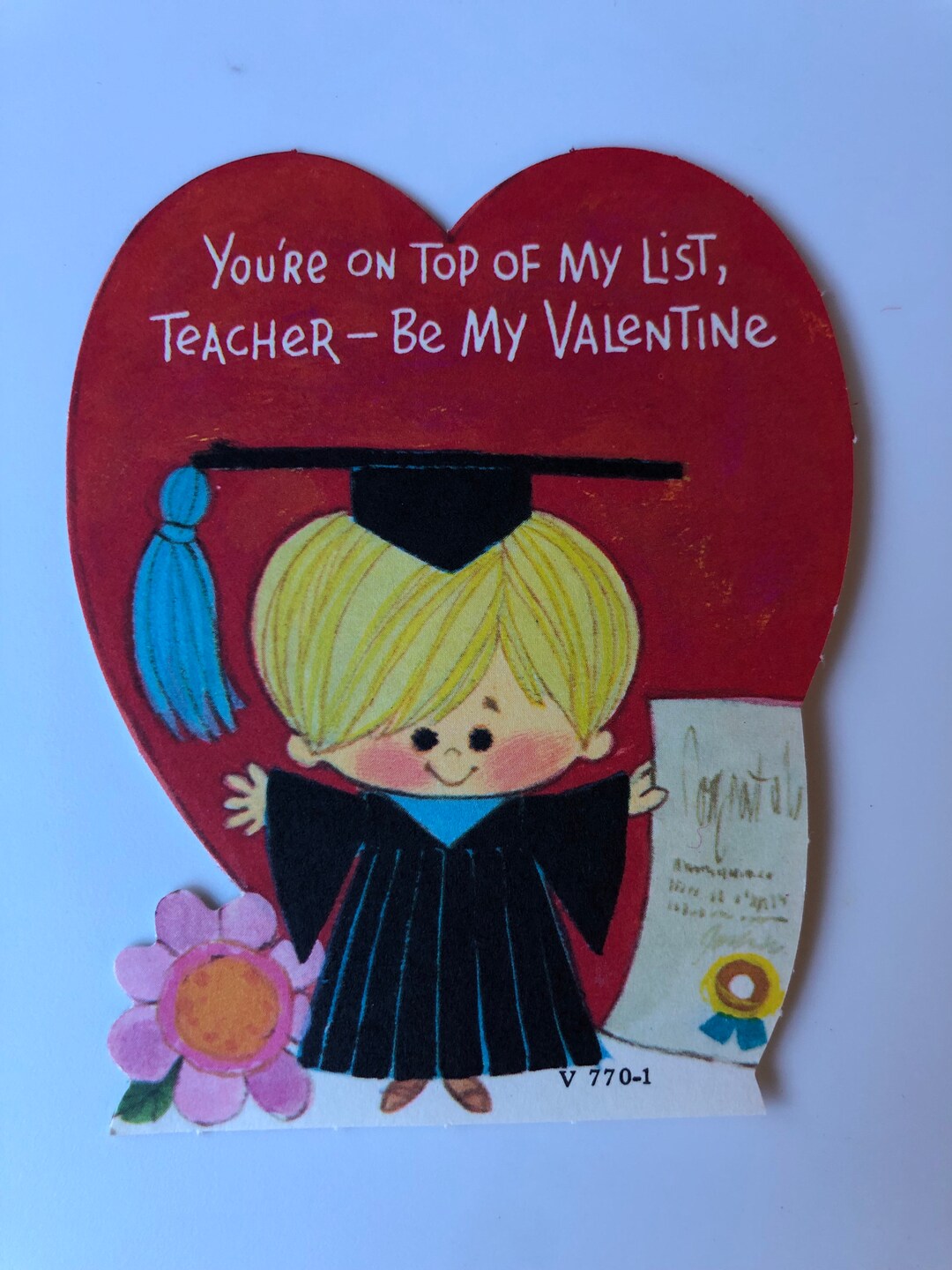 Vintage Valentine's Day Card for Teacher - Etsy