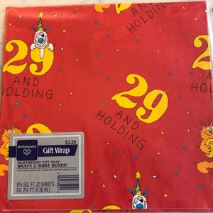 Sealed Hallmark Gifts Vintage 1980s Gift Wrap Paper for 29th Birthday