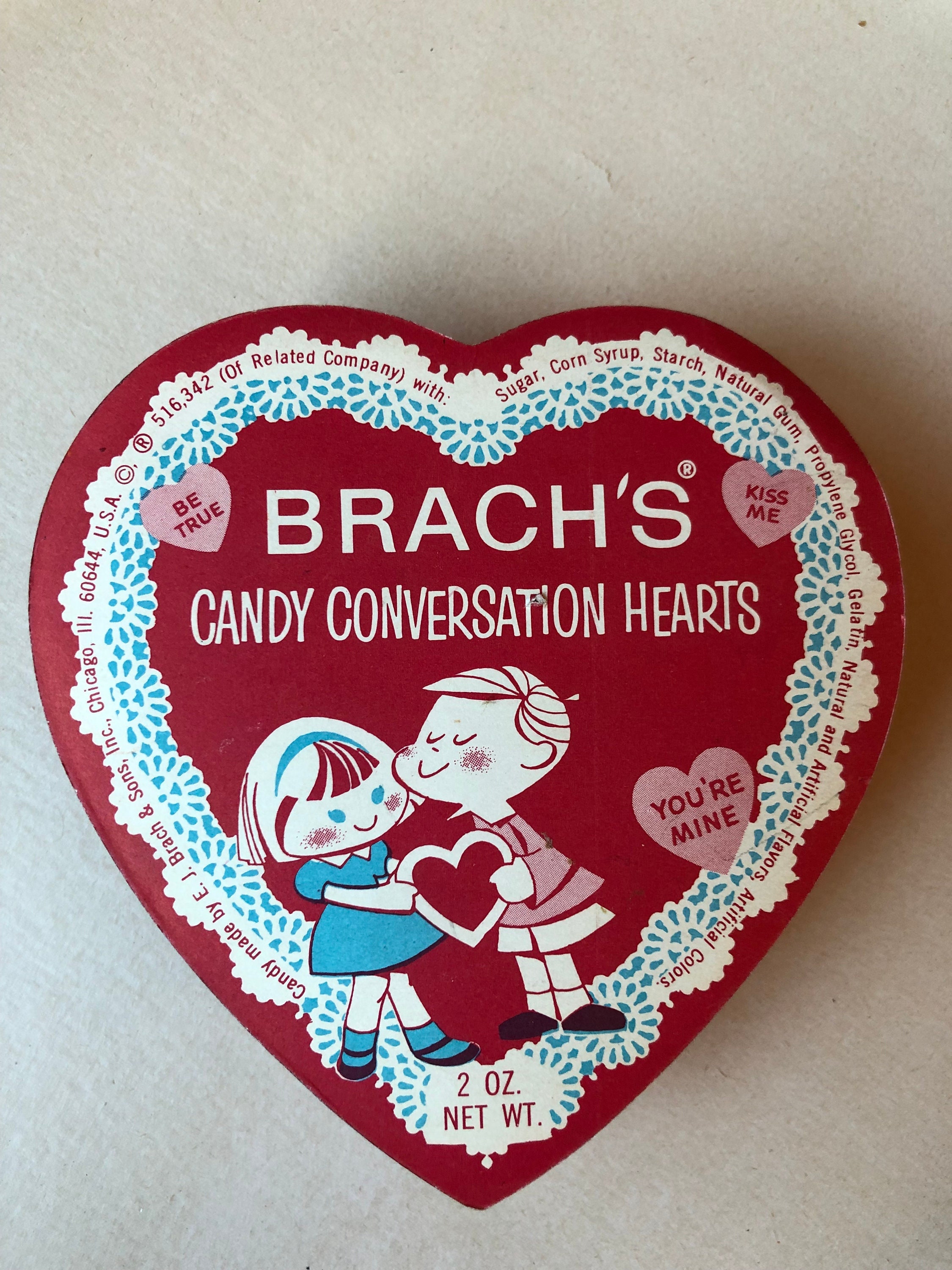 Vintage Brach's Candy Conversation Hearts Box heart Shaped Box 