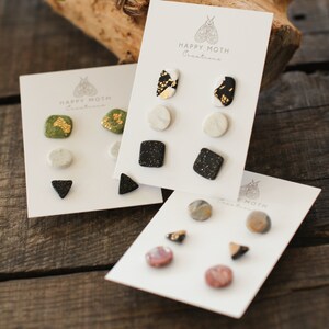 Surprise Pack of 3 Clay Stud Earrings