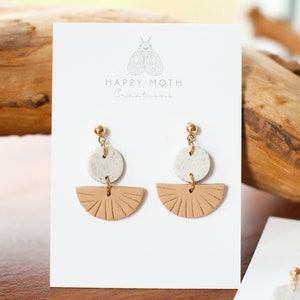 Art Deco Natural Clay Earrings