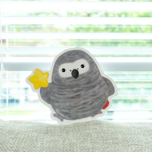 Grau Gepäck Aufkleber, Deko Aufkleber, Kindle Aufkleber, Vogel Liebhaber Geschenk, Geschenk für sie, Beste Freundin, Ein Stück Aufkleber, Anime Aufkleber, Kawaii