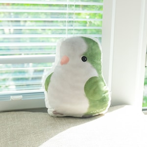 Green Quaker Parrot Cushion,Monk Parrot Plushie,Bird Lover Gift,Parakeet Pillow,Cute Animal Home Decor,Pet Loss Gift,Stuff Tropical Bird