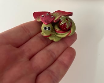 Magnetic needle holder, polymer clay, Year of the Dragon gift, cross stitch, raspberry, glass bead