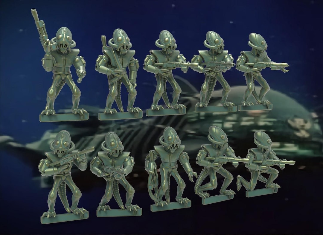【希少】Olleys Armies メタルミニチュア 28mm ドワーフ 5体 12 Termoids (star Fleet / X-bomber) - (set of 10 + 2 Randoms