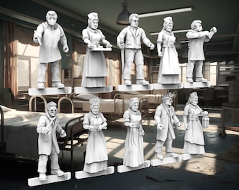 12 Simple Hospital Staff (Set of 10 + 2 Randoms) - 28mm- BigMrTong