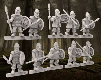 12 Red Orcs with Spears  (Set of 10 + 2 Randoms) - 28mm- BigMrTong