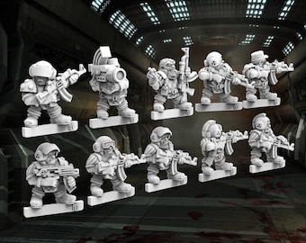 12 Space Dwarfs - Sci-Fi Gang (Set of 10 + 2 Randoms) - 28mm- BigMrTong