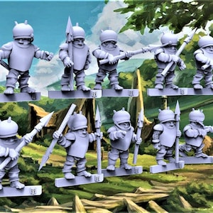 12 Heavy Halflings with Spears (Set of 10 + 2 Randoms) - 28mm- BigMrTong