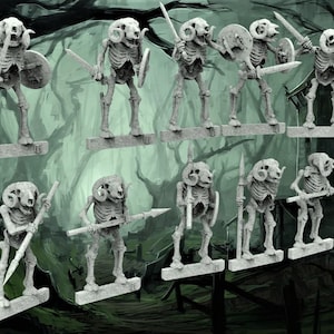 12 Skeleton Undead Beastmen Rams with Sword/Spears (Set of 10 + 2 Randoms) - 28mm- BigMrTong