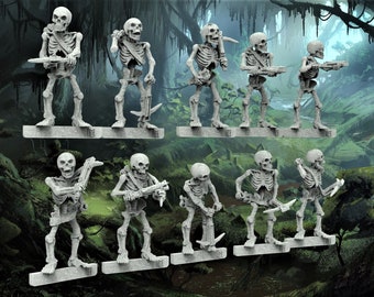 12 Undead Crossbow Skeletons  (Set of 10 + 2 Randoms) - 28mm- BigMrTong