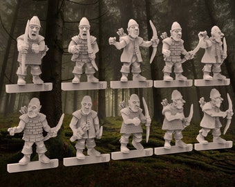 12 Red Orcs with Bows  (Set of 10 + 2 Randoms) - 28mm- BigMrTong