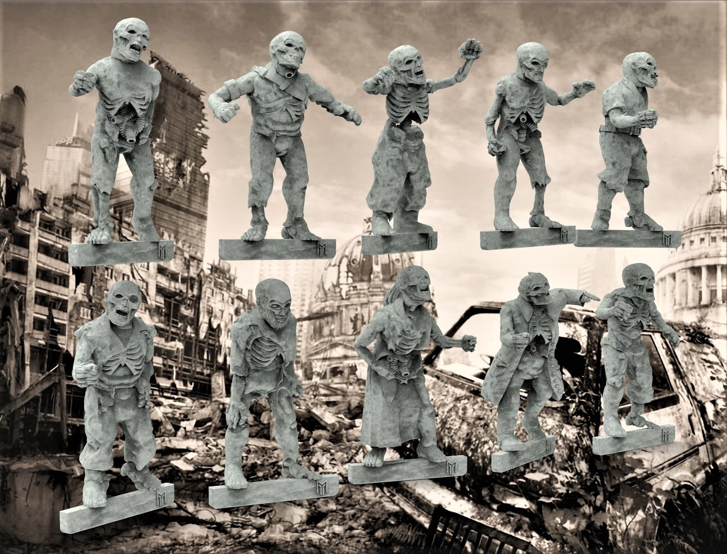12 Zombies (set of 10 + 2 Randoms) - 28mm- Bigmrtong - Etsy