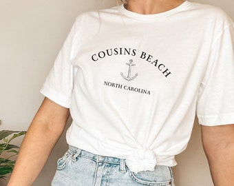 Cousins Beach TShirt - White & Grey | The Summer I Turned Pretty Inspired Jenny Han Tee | Bookish Merch Belly Conrad Jeremiah Fisher Tshirt