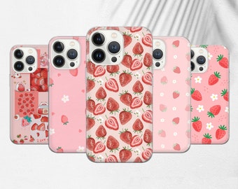 Strawberry Phone Case Pastel Cover for iPhone 15 14 13 12 11 SE XR, Samsung Galaxy S24 S23 Fe S22 A54 A25 A15, Pixel 8A 8Pro 7A 6A