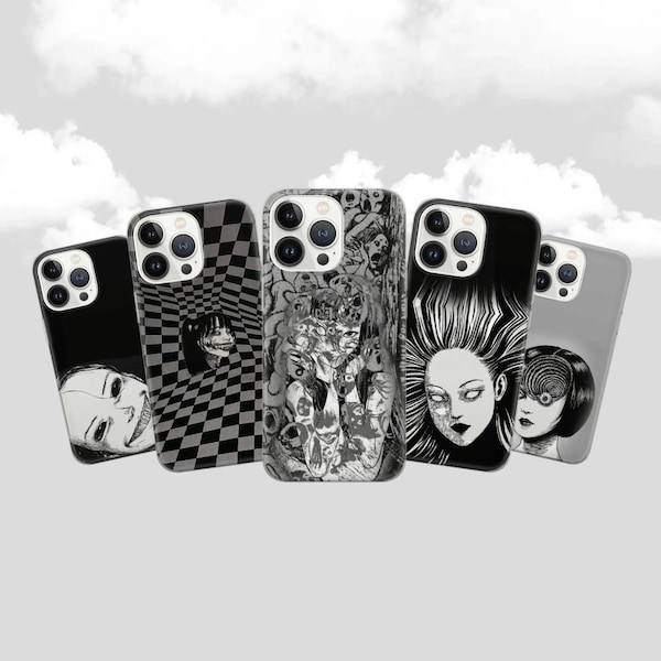 Junji Manga Phone Case Anime Japanese Horror Cover fit for iPhone 11,12,13, 8+, XS, XR, Samsung S10 Lite, S21, S22 A50, A51,iPhone15