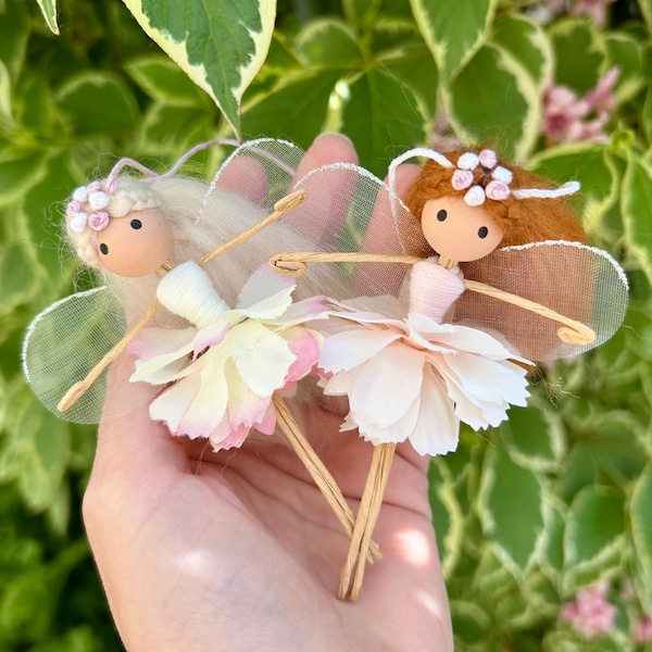 Pareja de Hadas de las Flores, 9 cm, pequeñas muñecas articuladas - "Best Buddies"