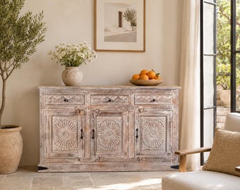 Abhiraj - Hand Carved Mango Wood Sideboard 150cm