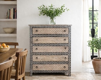 Inaya - Hand Painted Mango Wood Chest of Drawers 130cm
