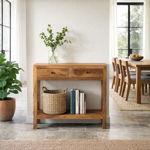Giyanna - Mango Wood Console Table With Storage 100cm