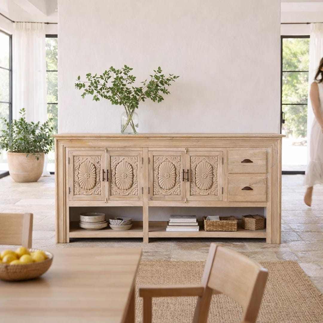 Zahira - Hand Carved Mango Wood Console Table 225 Cm - Etsy UK