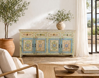 Anwita - Credenza in legno di recupero dipinta a mano, 180 cm