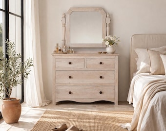 Janani - Coiffeuse en bois de manguier sablé 130 cm