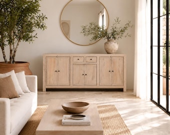 Abhinav - Dressoir van gezandstraald hout in Ibiza-stijl, 200 cm