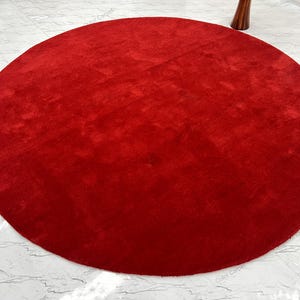 Alfombra redonda roja, alfombra roja, alfombra de Año Nuevo, alfombra redonda de color rojo liso, alfombra redonda de color liso, alfombras rojas, alfombra navideña, alfombras rojas