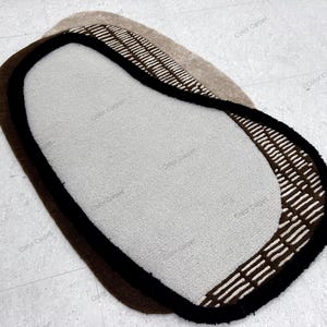 Grey and brown Hand Tufted Modern Rugs, loop and cut pile, Wool and Viscose Carpet for Home, living room, kids room, office and luxury decor
