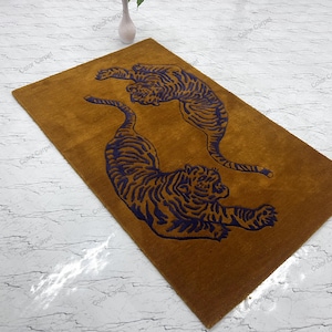 Tiger rug, tibetan tiger rug, tiger rugs, tiger area rug, tiger area rug, tiger runner rug, bengal tiger rug, blue tiger rug, tiger rugs.