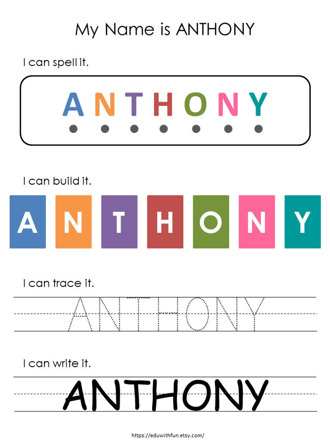 Custom Name Tracing Printable Dry Erase Name Mat Learn to Etsy