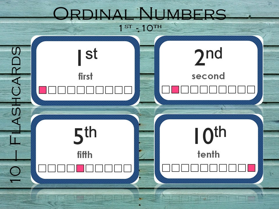 preschool number printable ordinal numbers flash cards ist to etsy canada