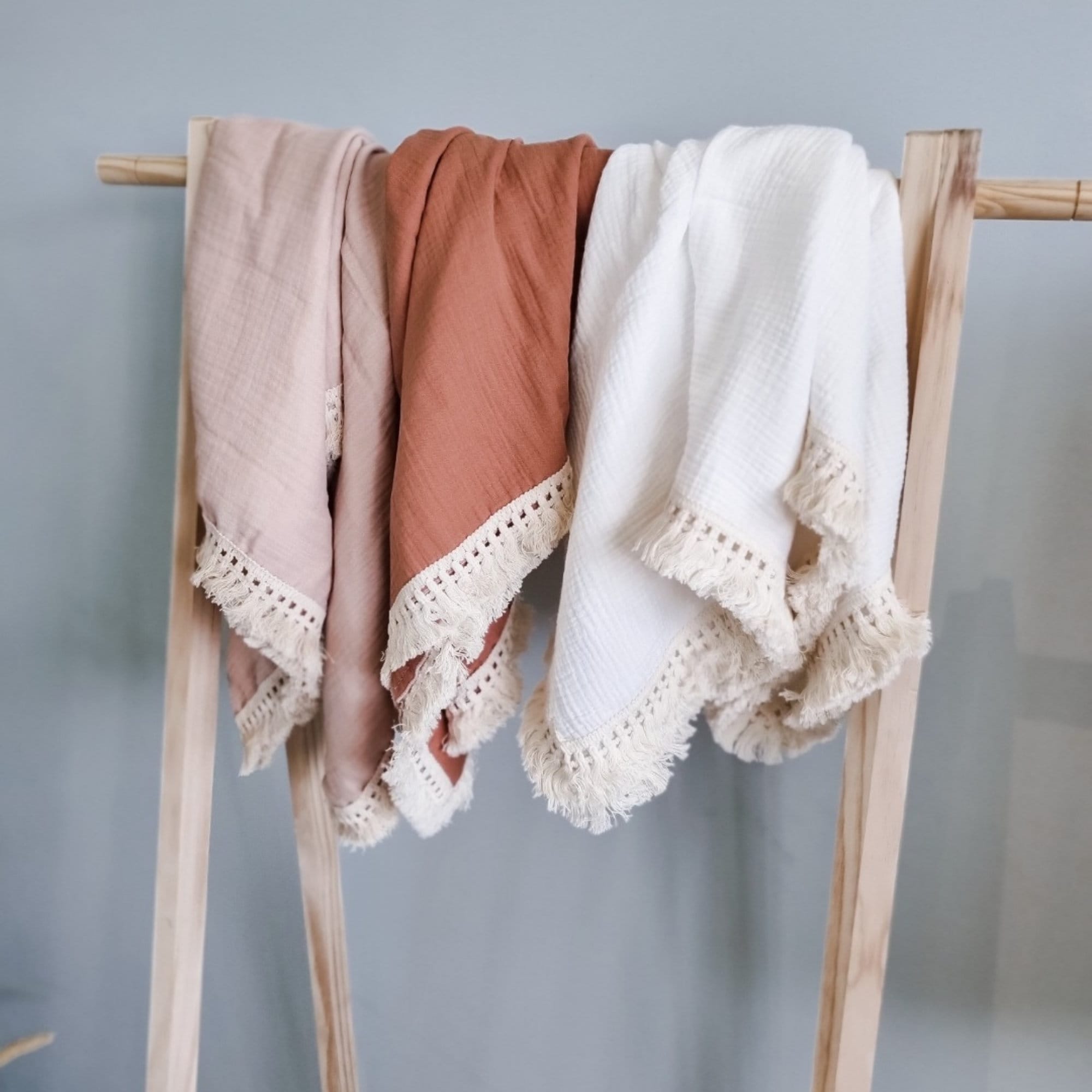 Couverture en Gaz de Coton, Mousseline Bébé, Couverture Emmaillotage Gaze Tassel, Naissance, Newborn