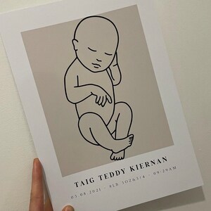 Cartel de nacimiento, Nueva impresión de bebé, Line art baby, impresión minimalista