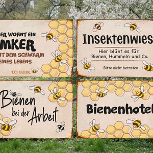 Honig Biene Imkerei « IMKER » Schiefertafel Türschild mit MOTIV IHR TEXT 