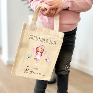 Kindertasche mit Namen , Stoffbeutel Kindergarten, Stofftasche personalisiert, Kinderbeutel, Geschenke für Kinder, Freundebuch Fee