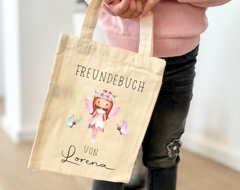 Sac pour enfants avec nom, sac en tissu jardin d'enfants, sac en tissu personnalisé, sac pour enfants, cadeaux pour enfants, livre d'amis fée