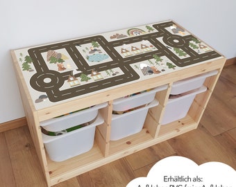 Sticker Play Street Ikea Trofast, Furniture Sticker, Toys, Street, Forest, Forest Animals, Scratch-Resistant, PVC-Free