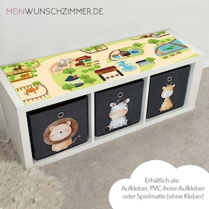 Naklejki Play Street Ikea Kallax zestaw 3 sztuk, naklejki na meble, zabawki, ulica, zoo, zwierzęta, safari, prezent, dzieci, odporne na zarysowania, bez PCV