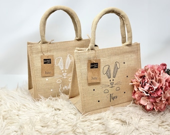 Pasen, paastas, paasmand, jute paastas, gepersonaliseerde paasmand, jute paastas, paascadeau voor kinderen